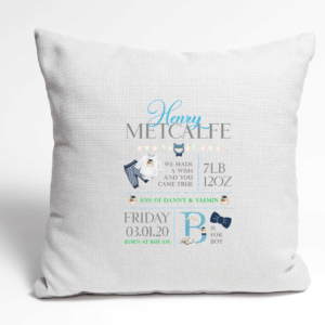 Personalised Boy Birth Details Cushion