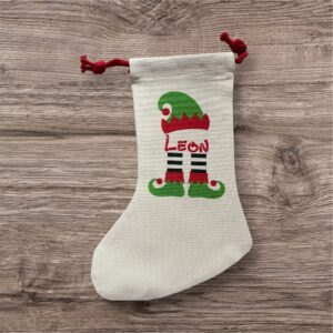 Personalised Boy Elf Christmas Stocking with Name