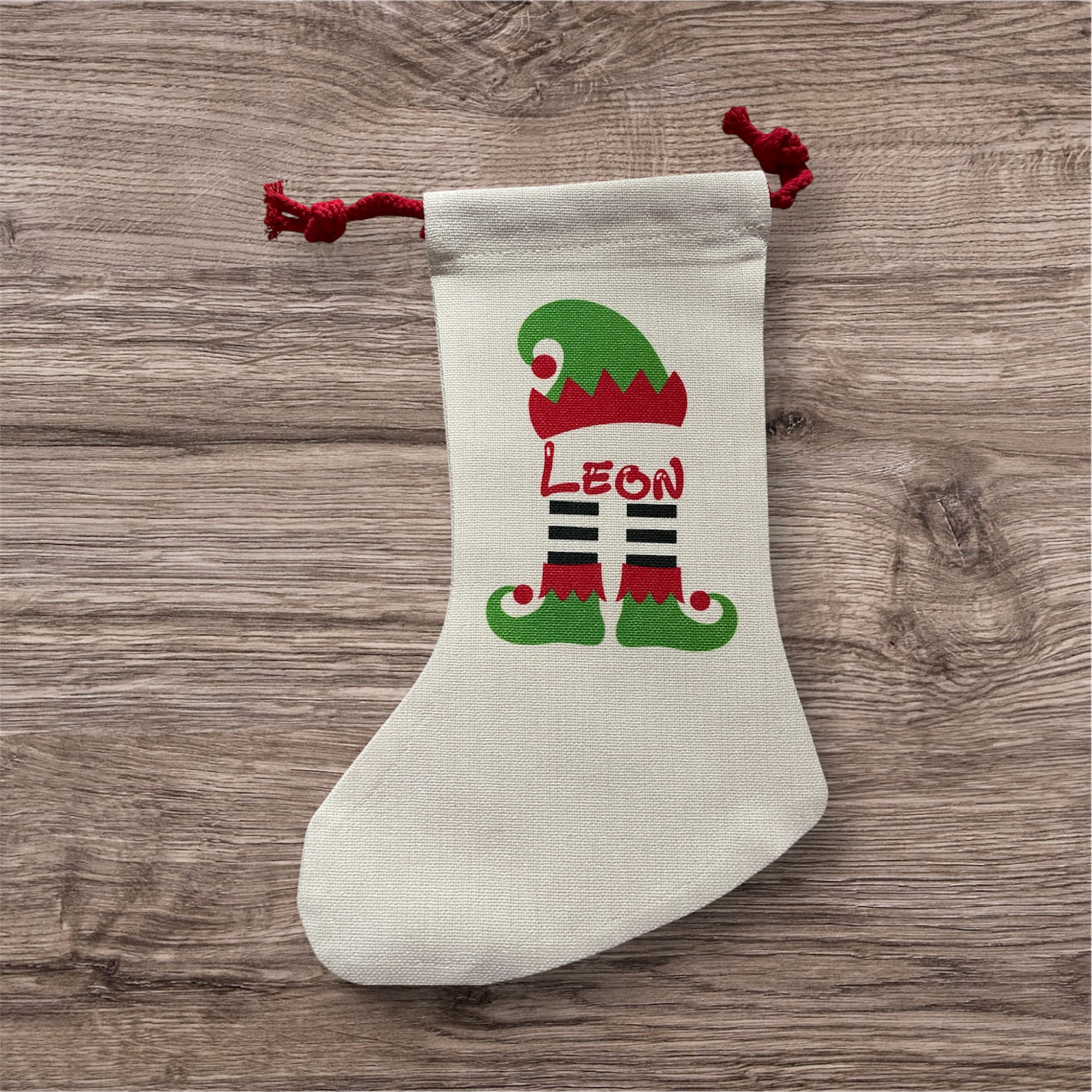 Personalised Boy Elf Christmas Stocking with Name