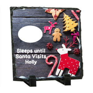 Sleeps Until Santa Visits Gloss Finish 14cm Square Photo Slate