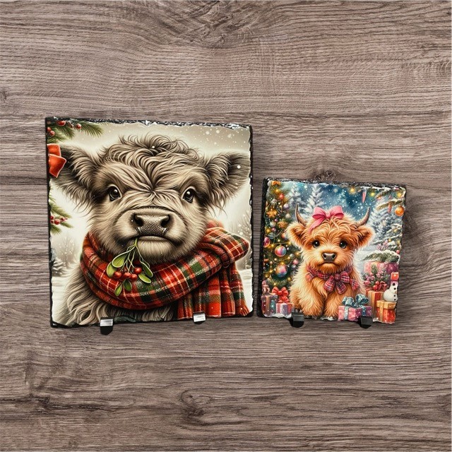 Highland Cow Natural Rock Slate