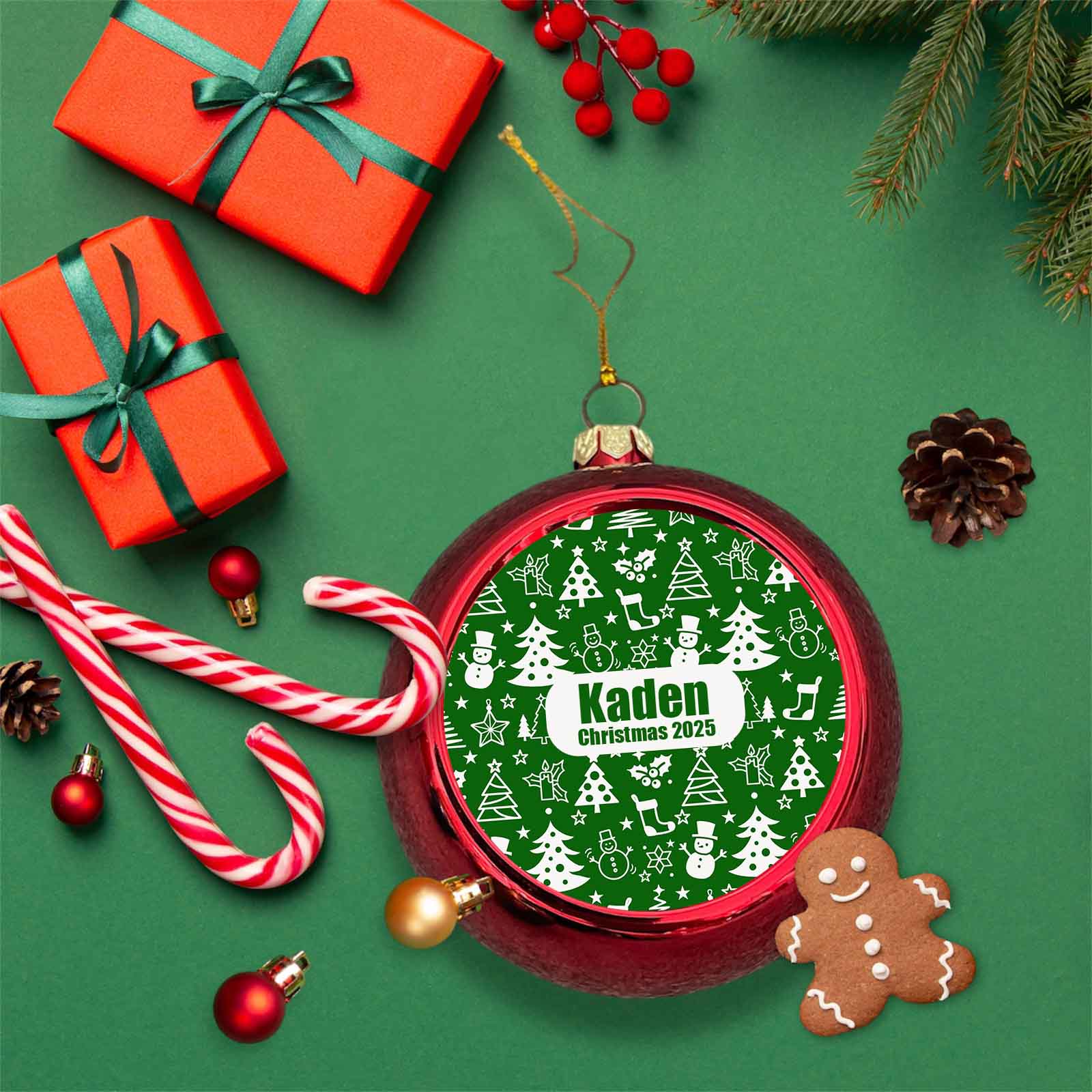 Personalised Green Tree Christmas Bauble