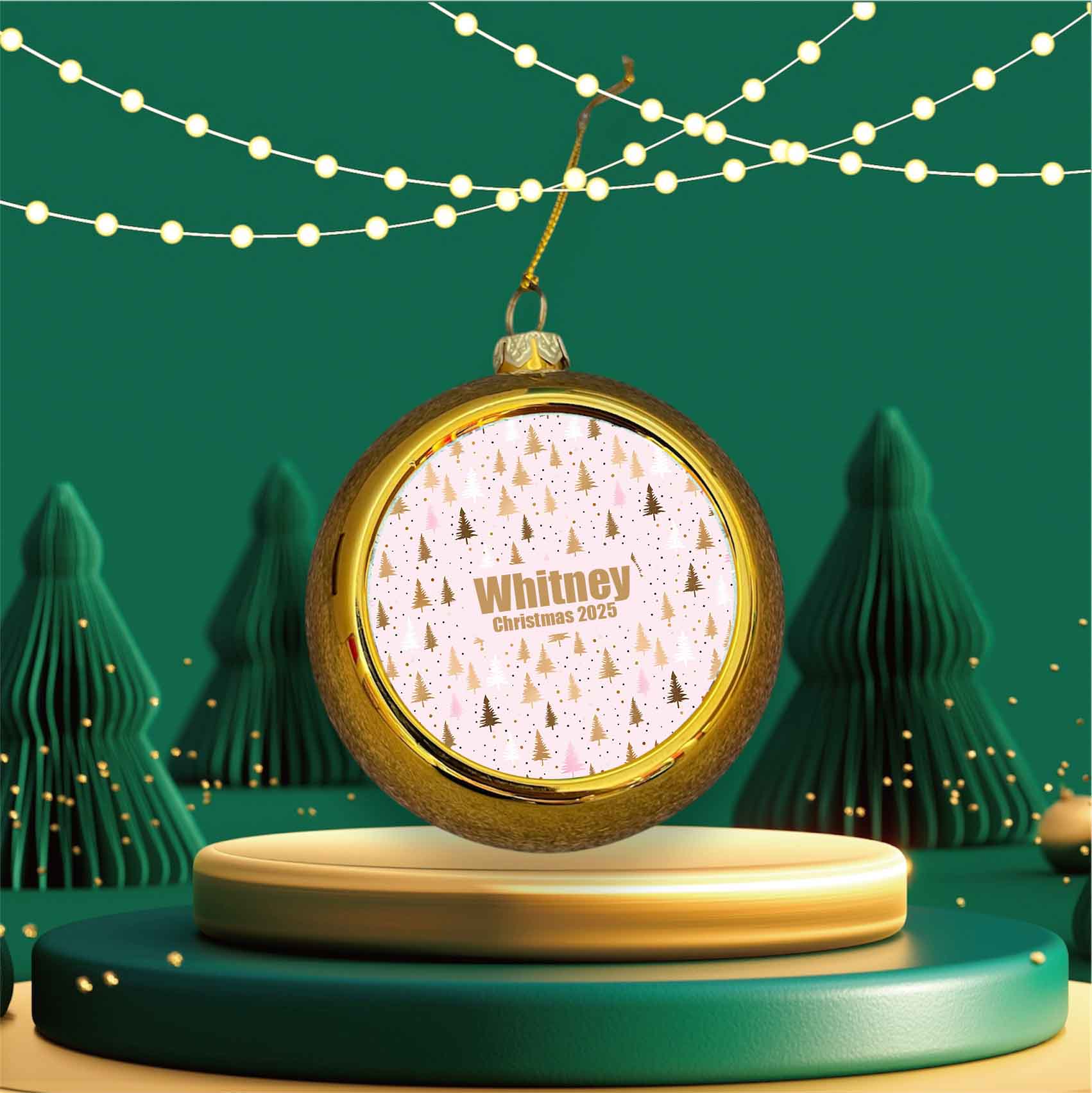 Personalised Pink Christmas Trees Bauble